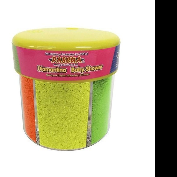 DIAMANTINA BOTE C6 COLORES BABY SHOWER 60G. PASCUA